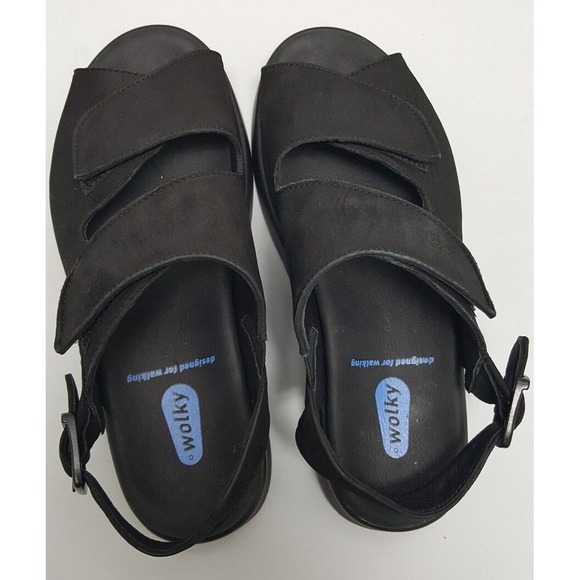 Wolky Sandals Womens Nimes Size 5.5 Nubuck Leather Shoes 2 Strap Slingback 617 - Picture 2 of 12